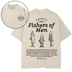Matthew 4:19 - He Will Make You Fishers of Men Christian Shirts | Graphic Tee Shirts Designed For Both Men and Women Cotton Man