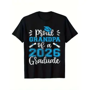 2026 Graduation Grandpa T-Shirt - A Gift for Proud Grandfathers of Graduates, Made of 100% 180Gsm in Black with Turquoise And Diploma Design, Comfortable Casual Fit Available in Sizes S-3XL (Perfect for Grandfather'S Graduation Celebration)