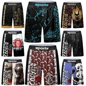 2024 New Training Fight Shorts Men's Boxing MMA Combat BJJ Grappling Fitness Muay Thai Kickboxing No Gi Bjj Short Pants Custom