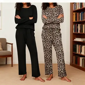 2 Pack Women's Pajama Set Soft Long Sleeve Sleepwear Loungewear Pjs Sets with Pockets S-XXL