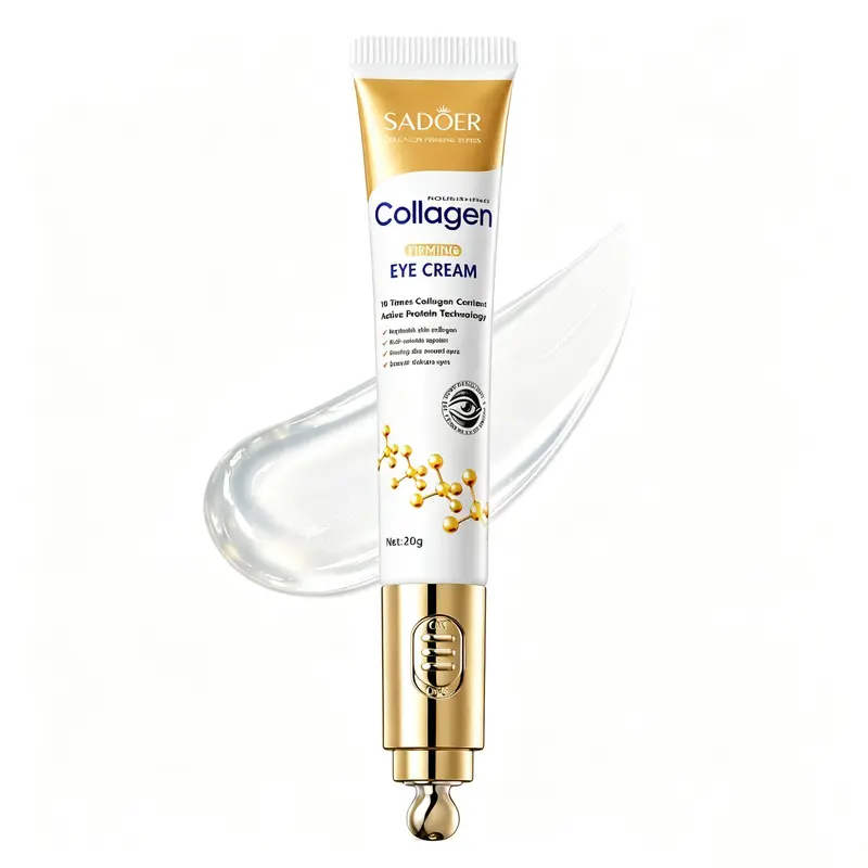 Korean vibrating eye cream with a vibrating ice massage head that is easy to absorb, effectively improving dark circles and reducing wrinkles around the eyes. Collagen eye cream
