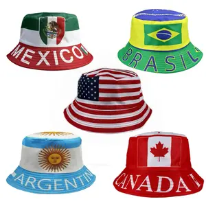 Bucket Hat with National Flag Print, Lightweight Unisex Party Accessory for Sports Fans, Sun Protection Cap with USA, Canada, Mexico & Argentina Options