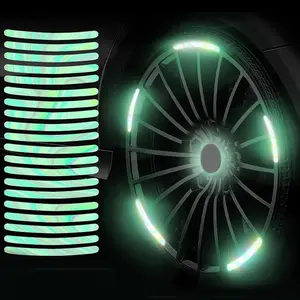 Wheel Hub Rims Reflective Sticker, Creative Tire Luminous Warning Strip, Self-adhesive Exterior Decal Stickers for Cars, Motorcycles, Electric Vehicles, Bicycles, Helmets, Car Accessories, Automotive
