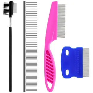 Stainless Steel 2-in-1 Double-Head Pet Grooming Comb - Rounded Tips, Skin-Safe Detangler, Tear Removal Tool for Small Dogs, Puppies