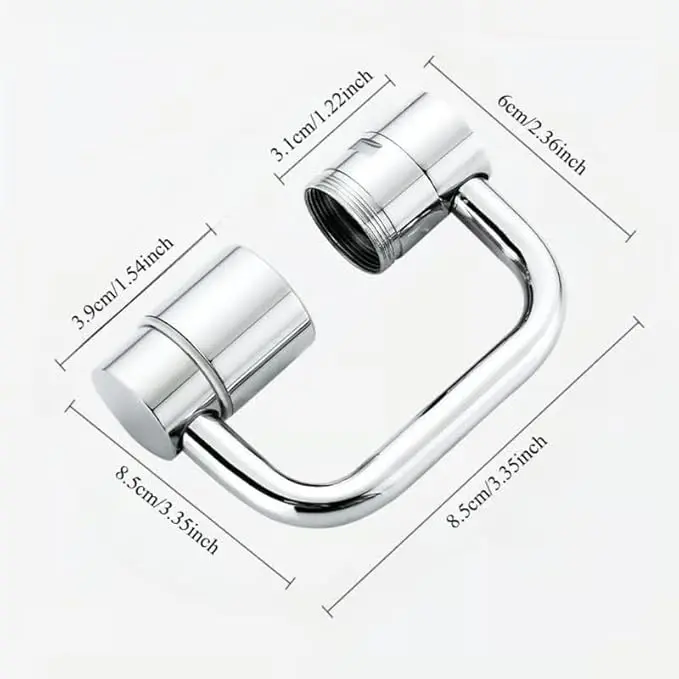 1080° Swivel Faucet Extender, Brass Sink Faucet Aerator Extension with Adjustable Robotic Arm – 2 Spray Modes, Fits 15/16” & 55/64” Threads for Kitchen & Bathroom (1pcs)