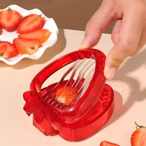 2Pcs Stainless Steel Strawberry Cutting Set, Whimsical Thickened Kitchen Gadget with Slicer and Huller, for Household Fruit Preparation & Dessert Baking