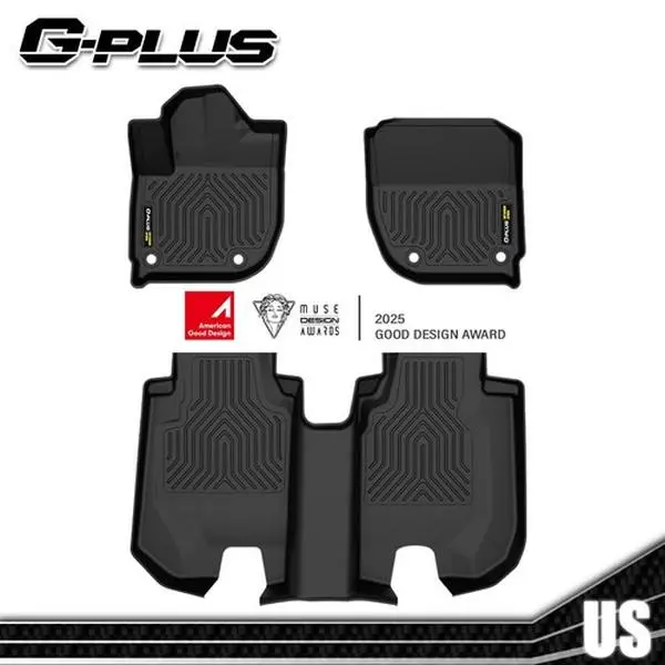 G-PLUS Automotive 3D Molded TPE Floor Mats - Allweather Guard, Anti-Slip Grip, Easy to Clean for 2016-2024 Honda HR-V, 1st-2nd Row Black Nonslip Waterproof Liners Resisting Curling for Confident Driving