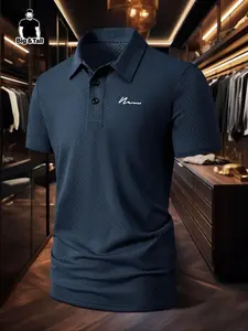 Men's Summer Large Size Polo Shirt, Short Sleeve Ice Silk, Geometric Print, Lightweight, Breathable, Quick-Dry, Casual Business, Gift Idea, Casual Polo Shirts