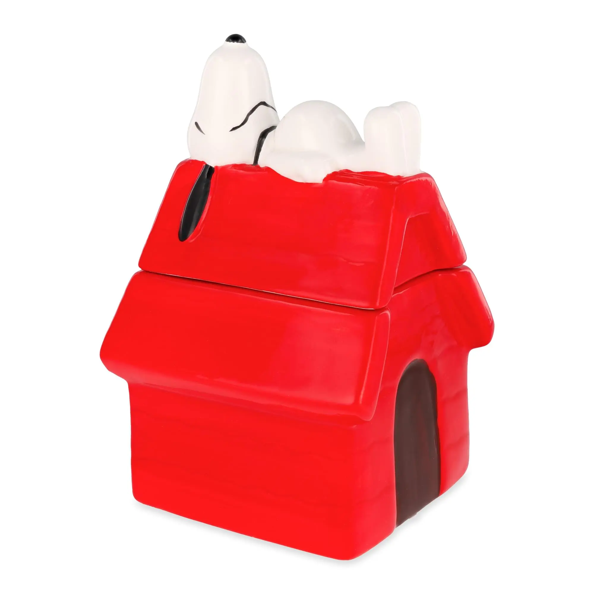 Whimsical Peanuts Snoopy Doghouse 7-In Hand-Painted 3D Sculpted Ceramic Kitchen Preserving Container, Snack Jar for Peanuts Fans