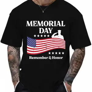 100% Cotton Memorial Day Flag Soldier Remember Honor T-Shirt Women Men Outdoor Casual Short Sleeve Comfortable And Versatile
