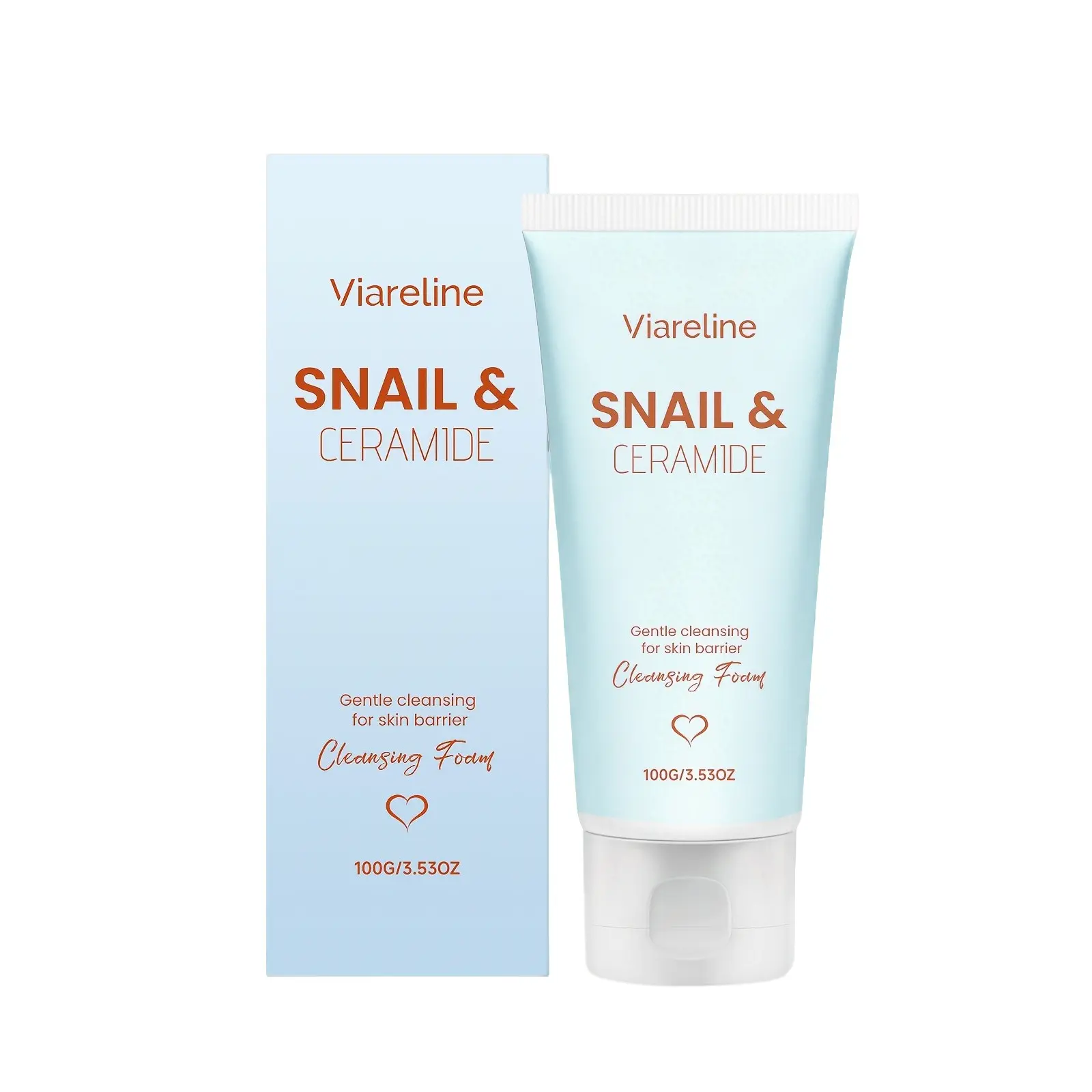 Viareline Gentle Facial Cleanser, Snail Secretion Filtrate & Ceramide Daily Face Wash, Hydrating Non-Stripping Foaming Cleanser for All Skin Types, Refreshing Soft Non-Tightening