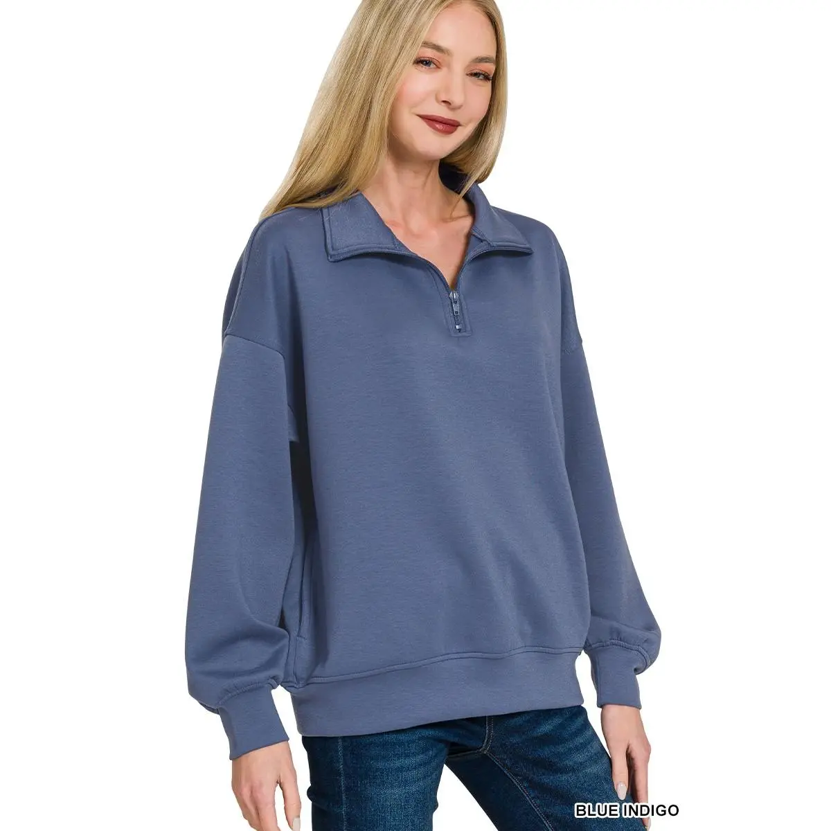Zenana Scuba Quarter-Zip Sweatshirt