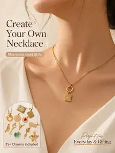 DIY Gold Charm Necklace Kit ✨ Minimalist Jewelry Set | Aesthetic Pendant Collection 💖