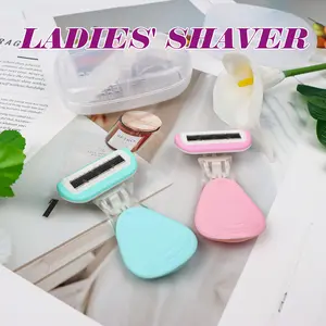 2 Counts Mini Portable Hair Removal Razors for Women, with widened aloe vera strips,  two blades for extra smooth shave, easy blade replacement