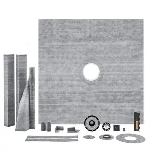 VEVOR Shower Curb Kit, 72"x72" Shower Pan Kit with 2" PVC Central Flange, 4" Stainless Steel Grate, Waterproof Shower Curb & Membrane & Strip, Shower Pan Slope Sticks Fit for Bathroom