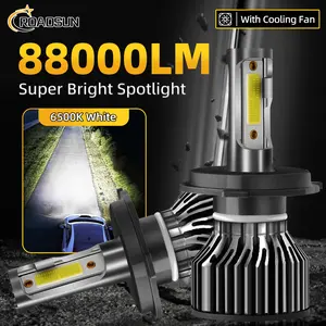ROADSUN 2PCS H11 H4 H7 H13 9005/HB3 9006/HB4 9007 LED Headlight Bulbs 6500K Cool White COB Chips High/Low Beam Full Beam Car Lights