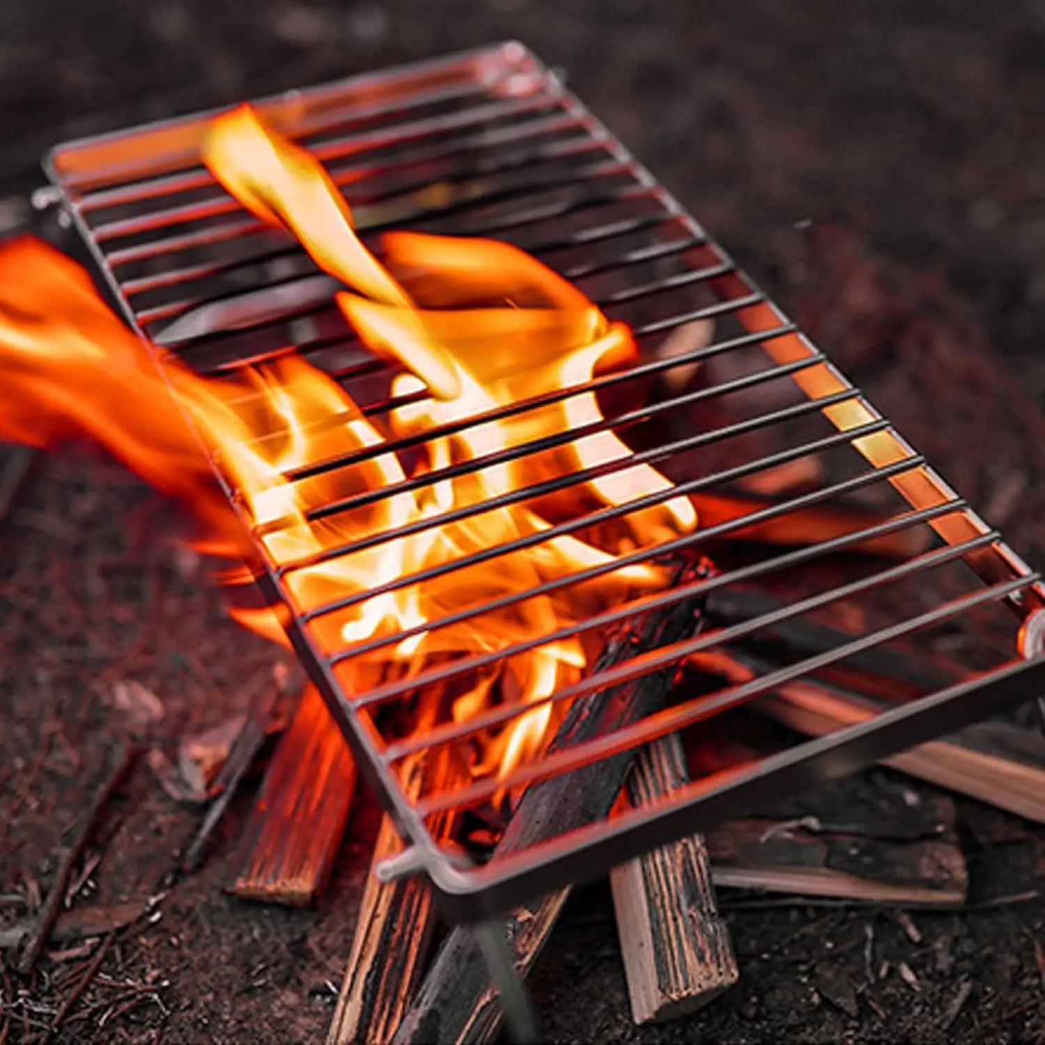 Foldable Campfire Grill Rack, Heavy-Duty Stainless Steel Camping ...