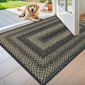 Door Mat Indoor Entrance 24"x36", Thin Welcome Mats for Front Door Washable, Non Slip Rubber Backing Entry Doormat, Large Easy Jute Dirt Trapper Mat for Entryway