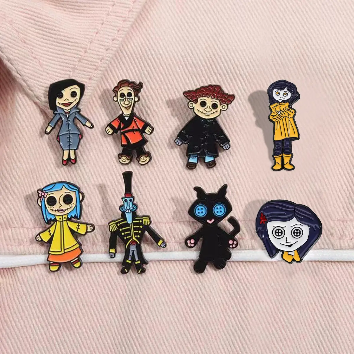 Blue-Haired Girl & Friends Mix Pin Set - Spooky Cute Cartoon Character Design Brooch, Hat Clip, Durable Metal Pins, Halloween Fashion Accessories for Women & Men, Boys & Girls, Perfect for Backpack, Hat, Clothes, Bag