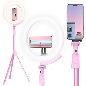 Upgraded 12'' Ring Light with 62'' Tripod Stand and Magnetic Phone Holder,LED Selfie RingLight for iPhone with Remote,Circle Light for Tiktok/YouTube/Photography/Makeup/Live Stream Pink