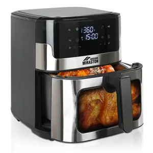 MIRASTON 8.5QT Large Capacity Digital Touchscreen Air Fryer with Visible Cooking Window, Stainless Steel,  Nonstick Basket, Dishwasher-Safe, 1500W, Holiday Haul