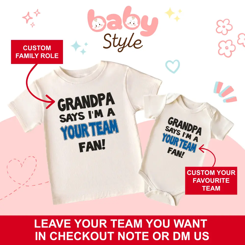 (Leave Your Favorite Team Name in Checkout Note or DM Us ) Custom Name Sport Team, Personalized Grandpa, Grandma, Daddy, Mommy, Auntie, Uncle Favorite  Sport Team Baby Onesie – Soft, Stylish & Perfect for Everyday Wear