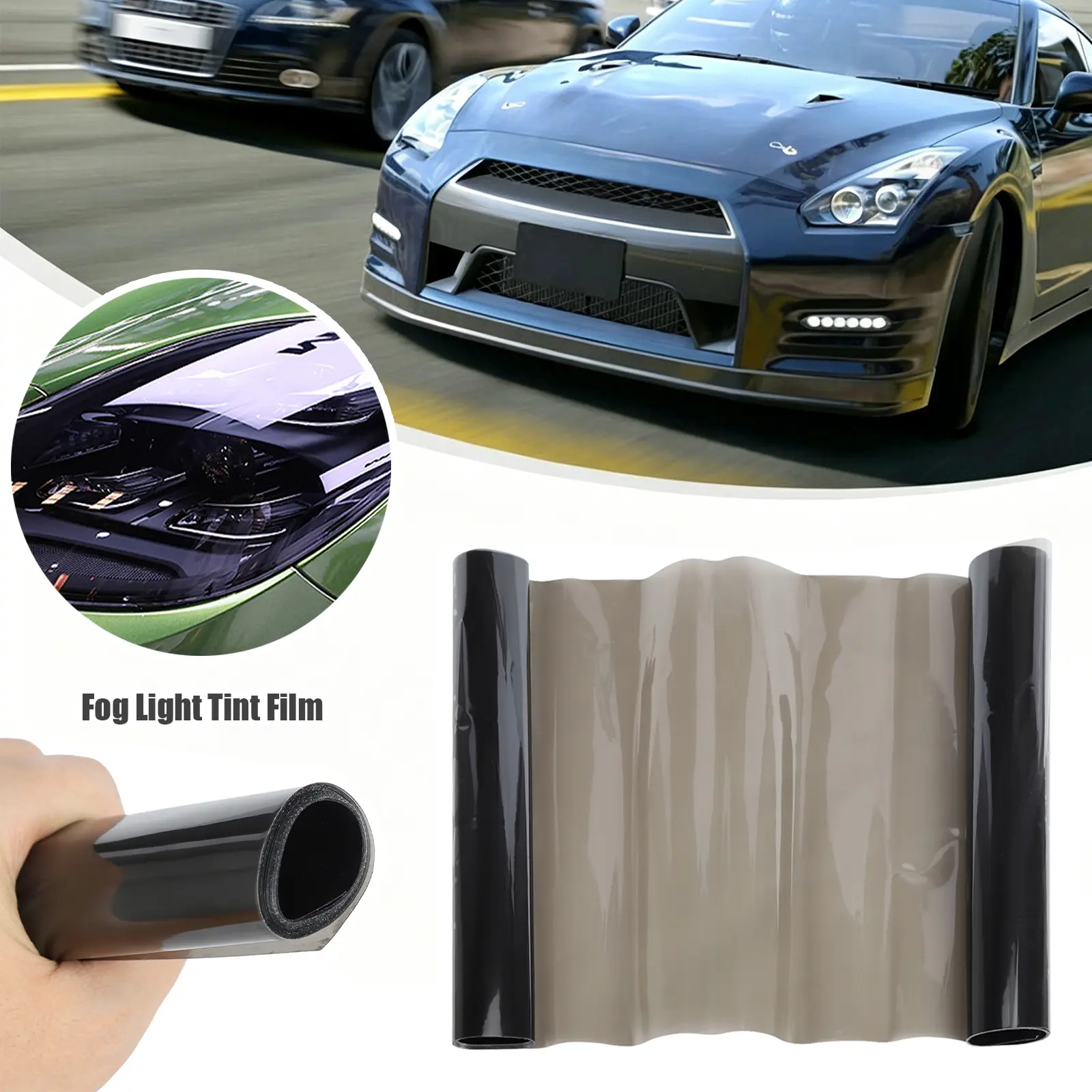 12" X 72" Gloss Black Smoke Tint Vinyl Film for Headlight Taillight & Fog Light