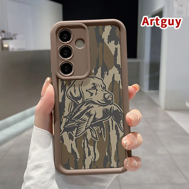 Soft Silicone Smartphone Case Accessories for Samsung S22, S23, S24, S25 Ultra Plus - Camouflage Dog Design, Drop & Shock Protection, Advanced Fashion Gift