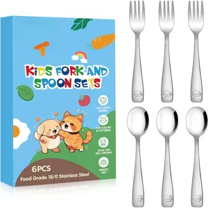 Stainless Steel  Utensils Set - 6 count  Silverware Set  Safe  Grade Small Forks and Spoons Dishwasher Safe Mirror Polished