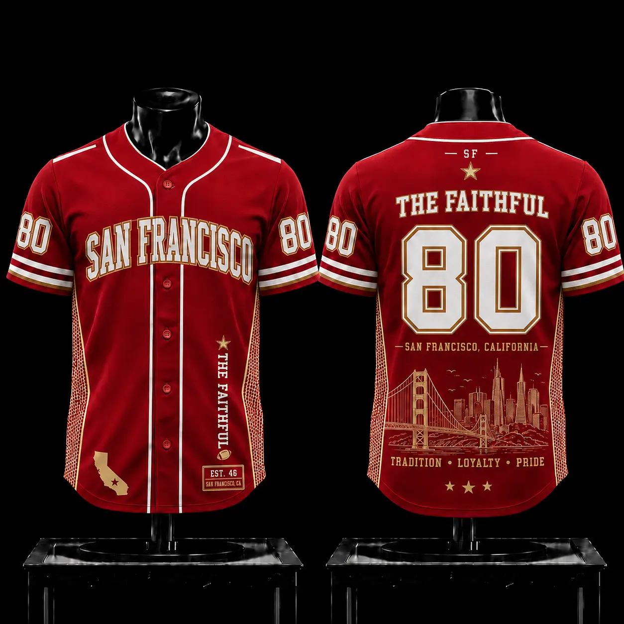 San Francisco Football 80 Anniversary Baseball Jersey Premium, The Faithful Fans, Faithful Forever Baseball Jersey, Niners Faithful Fans, Game Day Sports Jersey, San Francisco Fan Gift