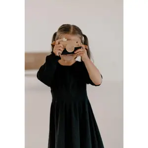 Wood & Leather camera/play camera/wooden play camera/toddler camera