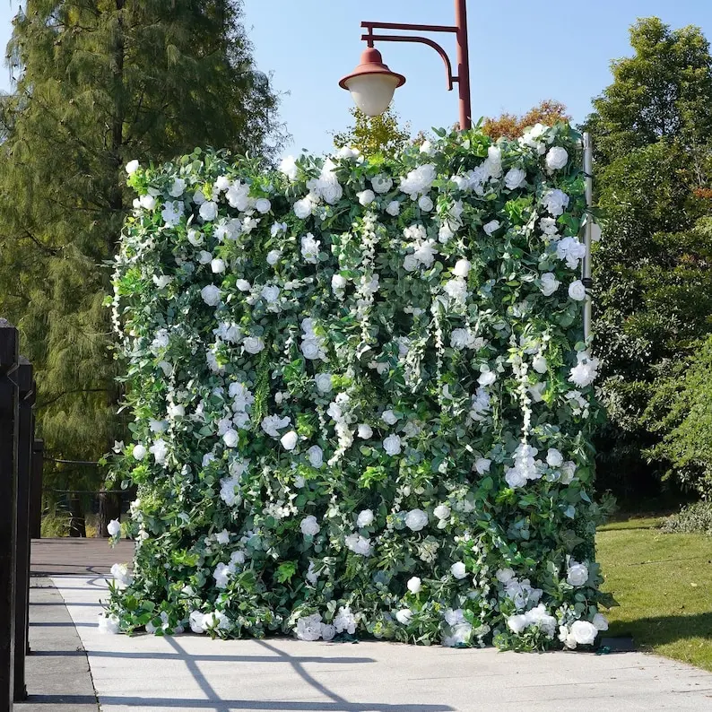 60% Off | Ships from Houston |5D Flower Wall 8*8ft - Flower Wall Rolling Up Curtain Wall, Fabric Flower Wall, Wedding Party Photo Backdrop