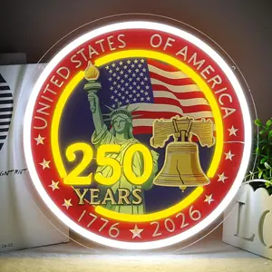 United States 250th Anniversary Neon Lights USA 250th Eagles Neon Signs Wall Decor for Bedroom Bar Livingroom Gift Art for Christmas Party-Dimmable-12.6x 12.6 IN-USB Powered-Acrylic nursery lighting