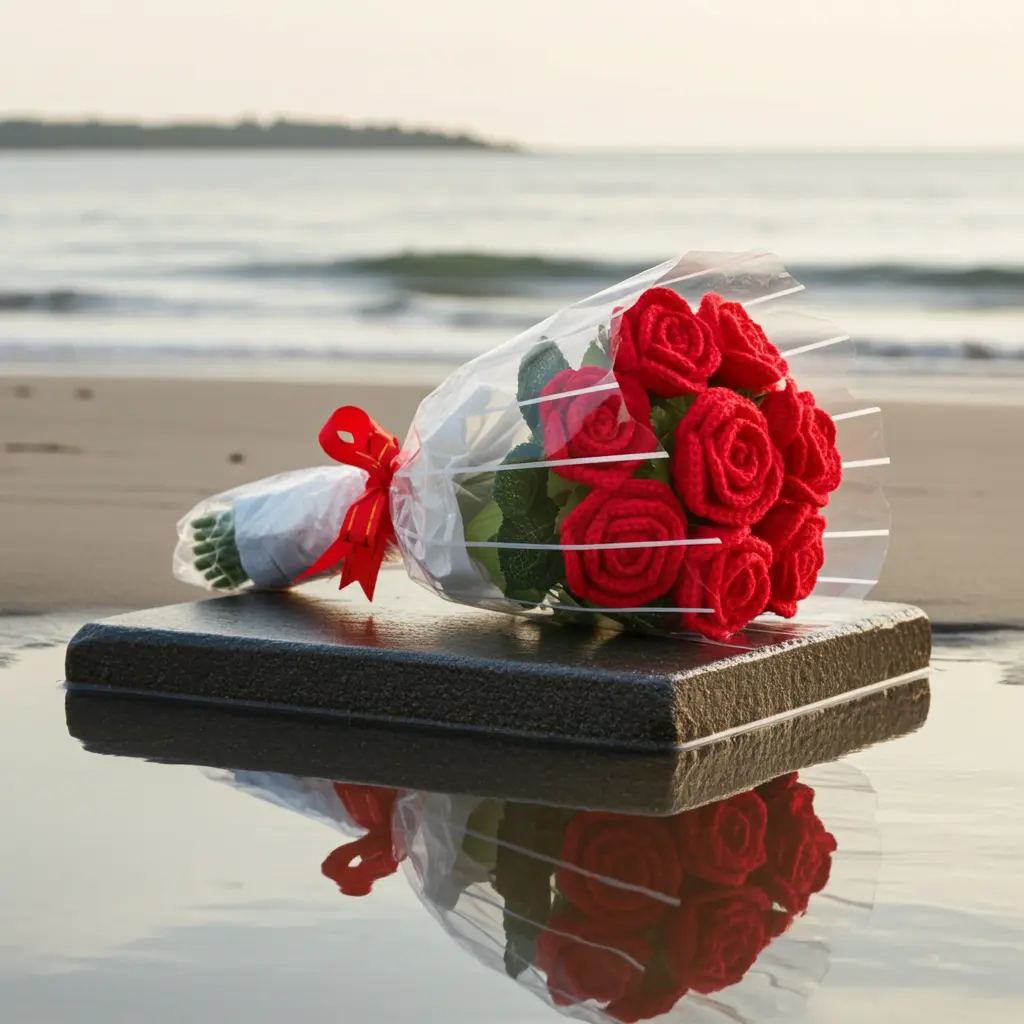 Handmade Crochet Red Rose Bouquet – Everlasting Gift for Valentine's Day & Mother's Day