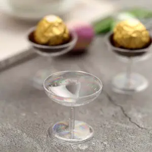 12-Pack Plastic Dessert Cup Candy Dishes 2" Clear - Mini Treat Party Favor Pedestal Stands