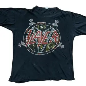 Vintage 80S Slayer Reign In Blood European Tour Shirt S-5XL Rare Reprint, Graphic tees, Short sleeve, T Shirt for Men, cotton, Top, Menswear