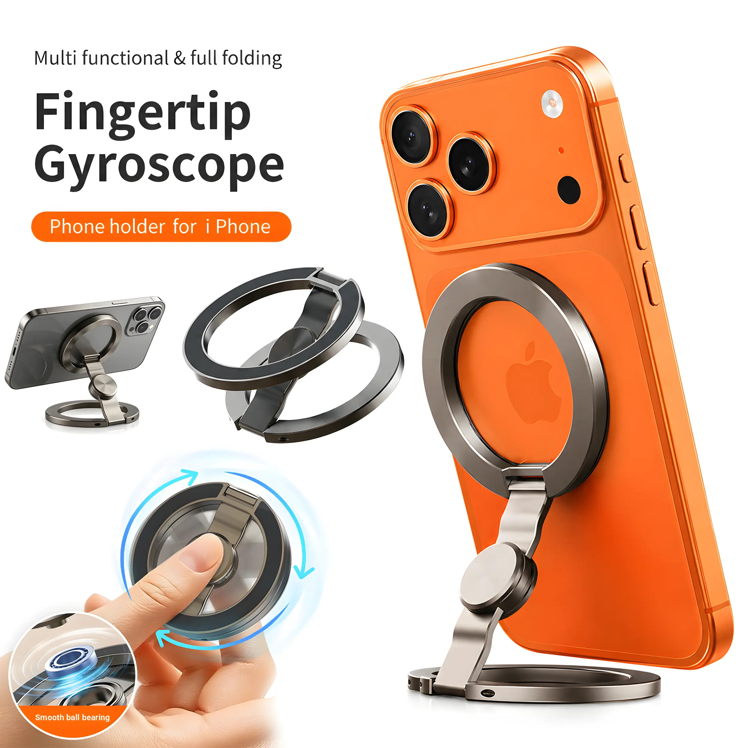 Magnetic Smartphone & Cellphone Stand-Fidget Spinner Combo, Dual Magnetic Ring Holder, Adjustable Foldable 360° Rotation, 2-in-1 MagSafe Compatible, Stress Relief Accessory, Dual Magnetic Cell Phone Holder, Desk Car Travel Accessories, Phone Accessories