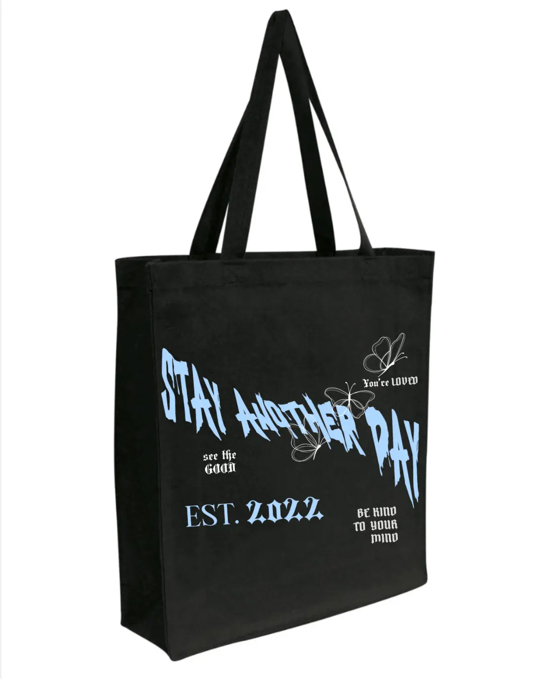 Stay Another Day Women's Black Canvas Tote Purse - Mental Health Awareness Graphic, Casual, Cute, Lightweight Tote Bag, Casual Wear, All-Purpose Women's Tote Bags