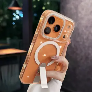 High quality bracket magnetic transparent phone case for iPhone 17 Pro Max  Air 16 pro max All inclusive shockproof hard shell phone protective casing
