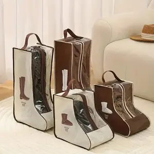 Handheld boot storage bag, suitable for various types of shoes such as flats, ankle boots, and high-top shoes. Travel shoe storage bag with zipper, home and travel boot and shoe storage bag, hanging shoe storage bag, dust-proof and visible shoe bag.
