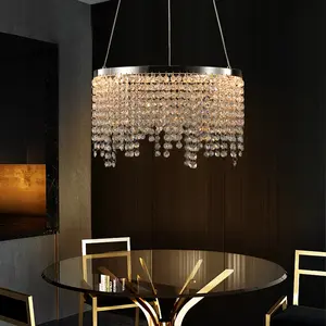 16-inch Luxury Crystal LED Chandelier Adjustable Height Color Temperature 3000K-6000K Modern for Living Room Dining Room Bedroom