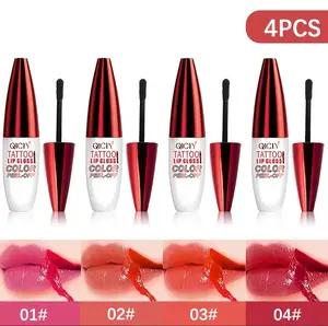 Valentine's Day Lipstick Set 4PCS Long-lasting Moisturizing Liquid Lipstick Waterproof Smudge-proof Glossy Nourishing Fruit-flavored Peel-off Lip Stain Perfect for Parties and Birthday Gifts