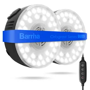 Barrina Orbgrow OG09 Puck Grow Light, 5000K 18W(2 x 9W), Full Spectrum, Magnetic & Linkable with Timer, 5 Levels Dimmable, 2 Packs, Black