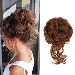 Messy Bun Hair  Tousled Updo Hair Buns Extension Elastic Hair Band Hair Pieces Curly Hair Bun Scrunchie for Women Curly Chignon Ponytail Hairpiece Daily Wear(Light Auburn)