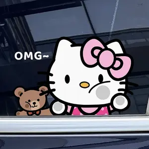 Kitty Car Sticker, Cartoon Window Sticker to Cover Scratches, Cute Bear Design, Car Window Decor, Computer and Motorcycle Sticker