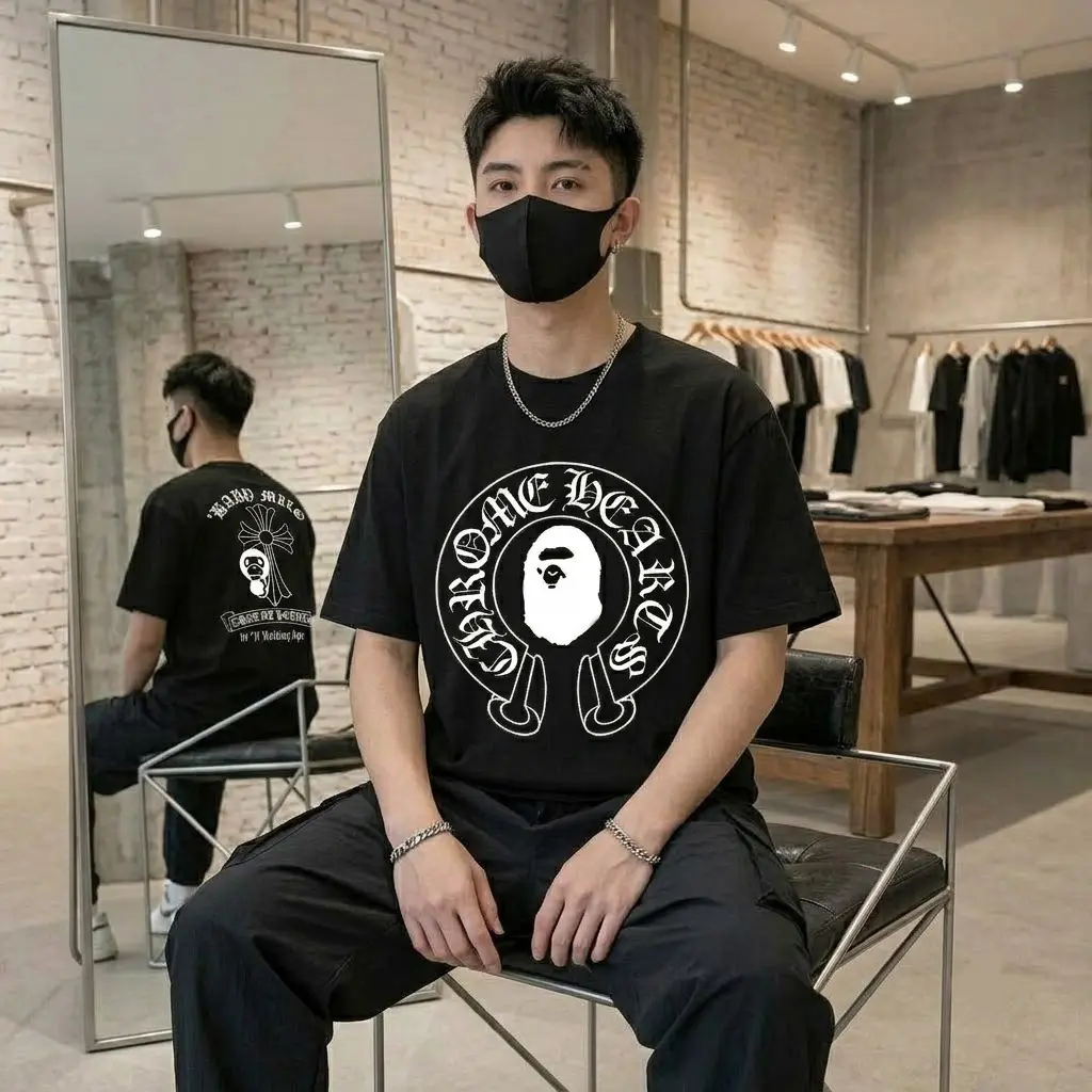 Unisex Streetwear Tee 2026 Trendy Gothic Cross Ape Graphic, Great Birthday & Holiday Gift, Daily Casual Outing & Home Wear