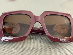 Pre-owned Gucci GG1022S Women's Square Sunglasses Made in Italy, Brown Lenses, Stylish Design