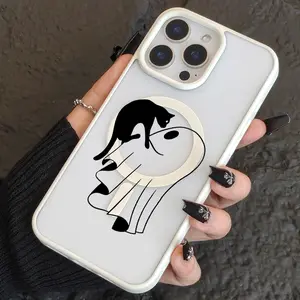 A Cute Ghost Little Black Cat Pattern Transparent Magnetic Phone Case,Suitable for iPhone 17 Air/16 Plus/15 Pro Max/14 Pro/13/12/11/XS Max/X Phone Case, an Ideal Gift for Family, Friends, Lovers, Best Holiday Gift Choice for Boyfriend, Girlfriend MKLCXK26