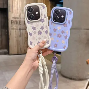 1 Piece Chic Suitable For OPPO A40/A38/A18/A40m/A16/A16s Purple love heart flower Phone Case Cover Suitable For OPPO A40m Made Of Flexible With Enhanced Grip And Lanyard For Outdoor
