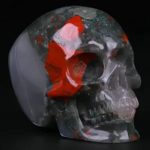 2.0 " African Bloodstone Carved Crystal Skull,Super Realistic, Crystal Healing